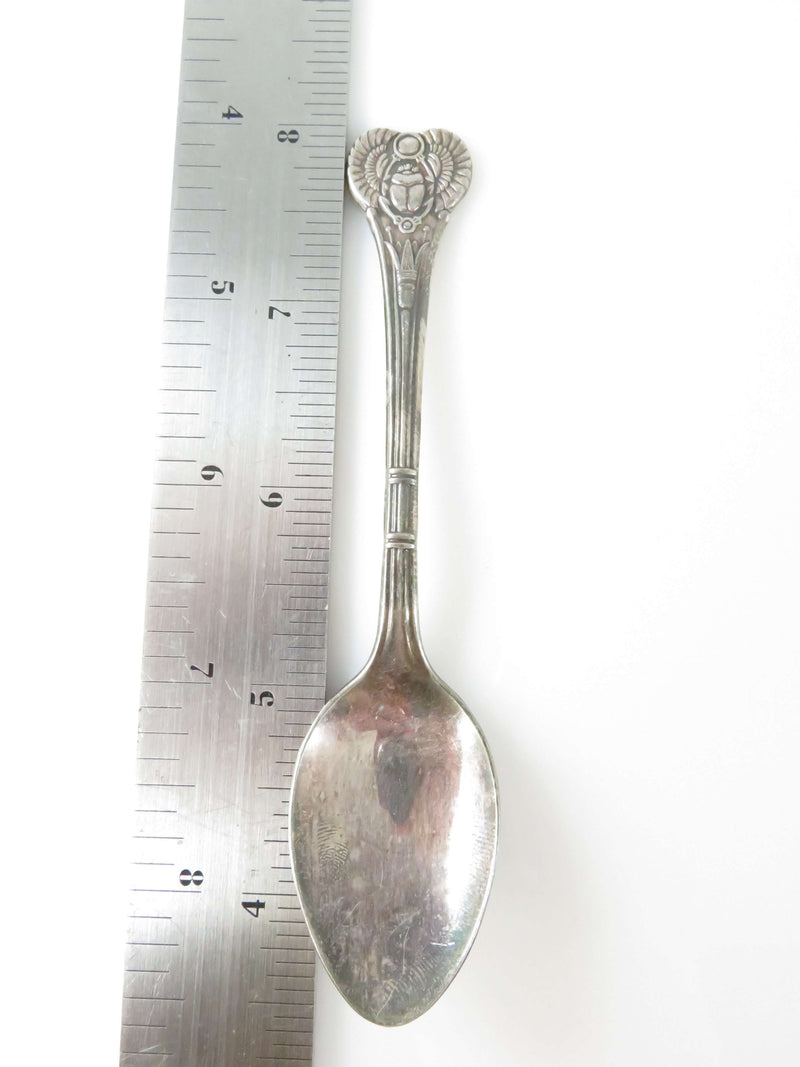 Antique Egyptian Revival Scarab Beetle Silverplate Demitasse Spoon