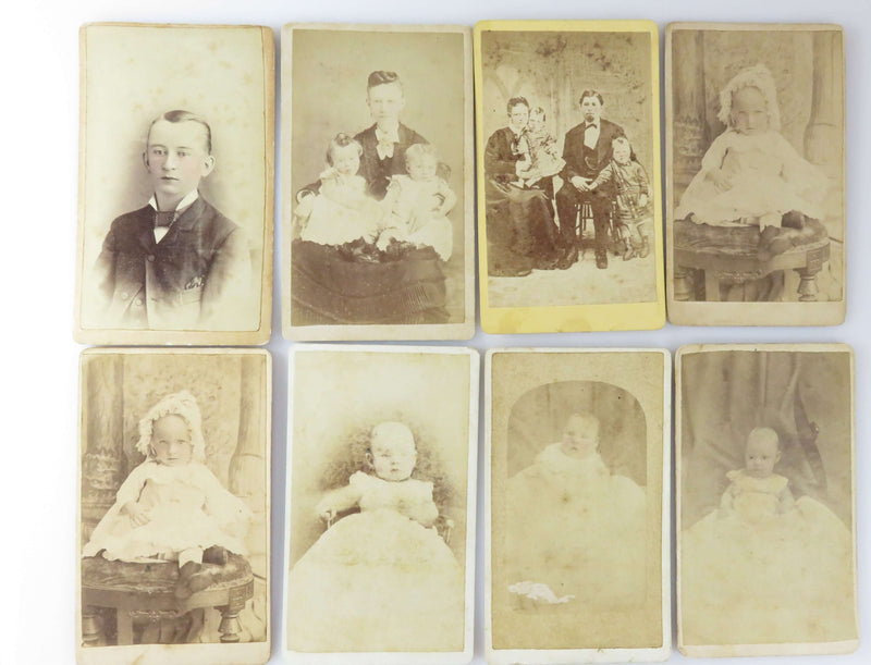 Group lot of 8 total CDV Calling Card Photographs Mostly Babies Van Orsdell Studio