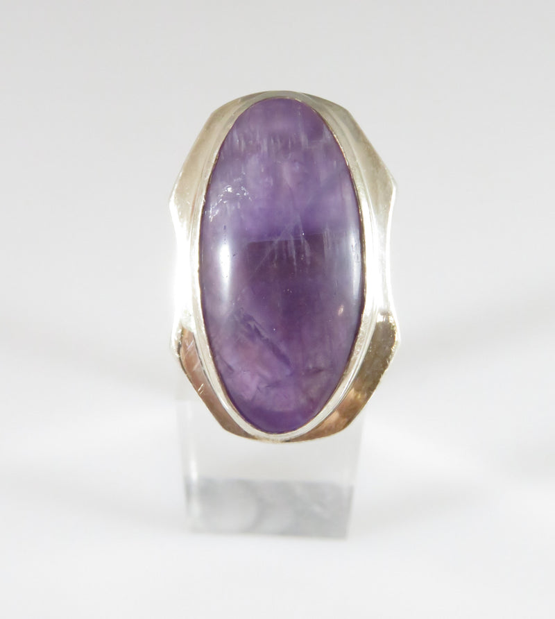 Vintage Cabachon Amethyst Mid Century Statement Ring Size 6.5 925 WX