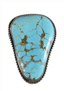 Circa 1960 Large Turquoise Sterling Silver Bolo Tie Brooch Bennett Pat. Pending C-31