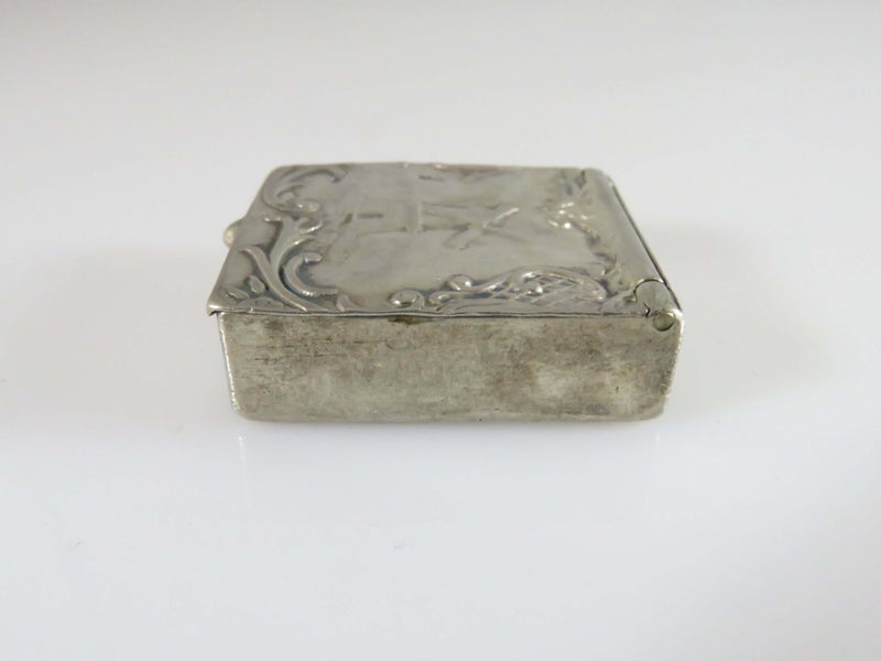 Antique 1853-1865 Dutch Export Silver Pill/Mint/Snuff Box Windmill Ship Roupousse Silver