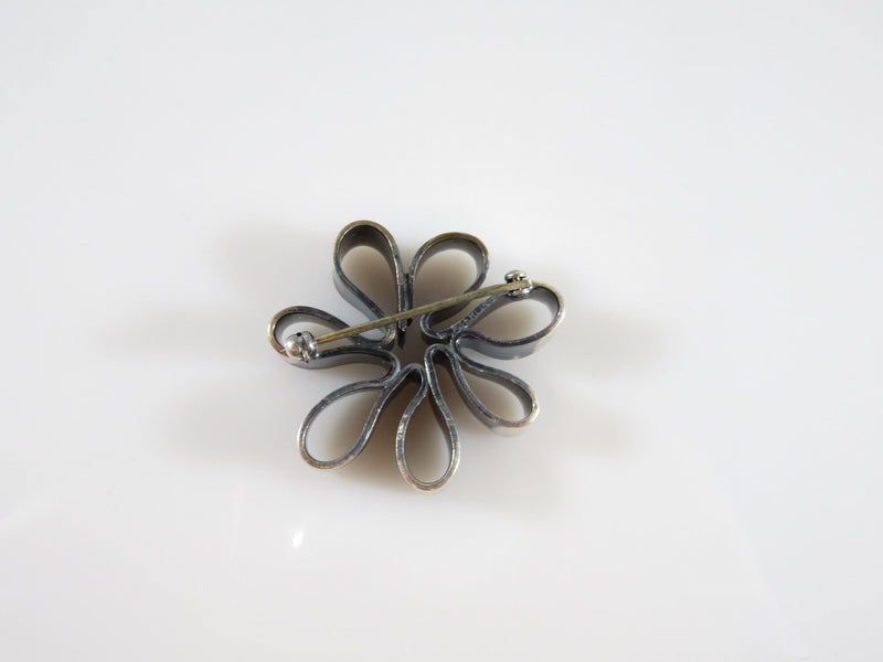 Unusual Sterling Silver Flower Brooch Modernist Design Sterling Ribbon Art Flower - Just Stuff I Sell