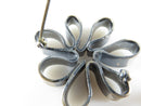 Unusual Sterling Silver Flower Brooch Modernist Design Sterling Ribbon Art Flower - Just Stuff I Sell