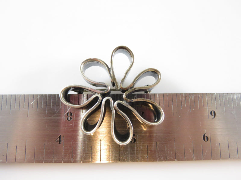 Unusual Sterling Silver Flower Brooch Modernist Design Sterling Ribbon Art Flower - Just Stuff I Sell