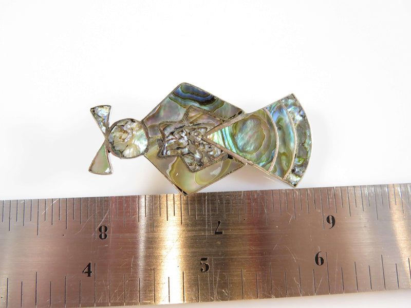 Lovely Inlaid Abalone Figural Woman Sterling Silver Mexico Brooch - Just Stuff I Sell