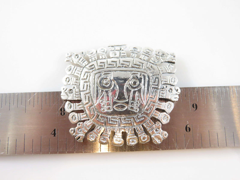 Artisan Hand Worked Peruvian Sterling Brooch Viracocha the Feathered Snake God - Just Stuff I Sell
