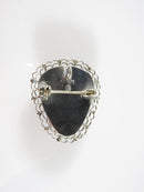Vintage Polished Onyx Sterling Filigree Artisan Pendant Brooch Taxco Mexico - Just Stuff I Sell