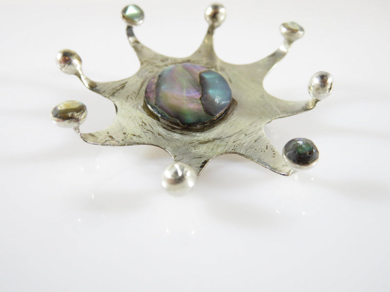 Starburst Brooch Sterling Silver with Abalone Accents Taxco Mexico - Just Stuff I Sell