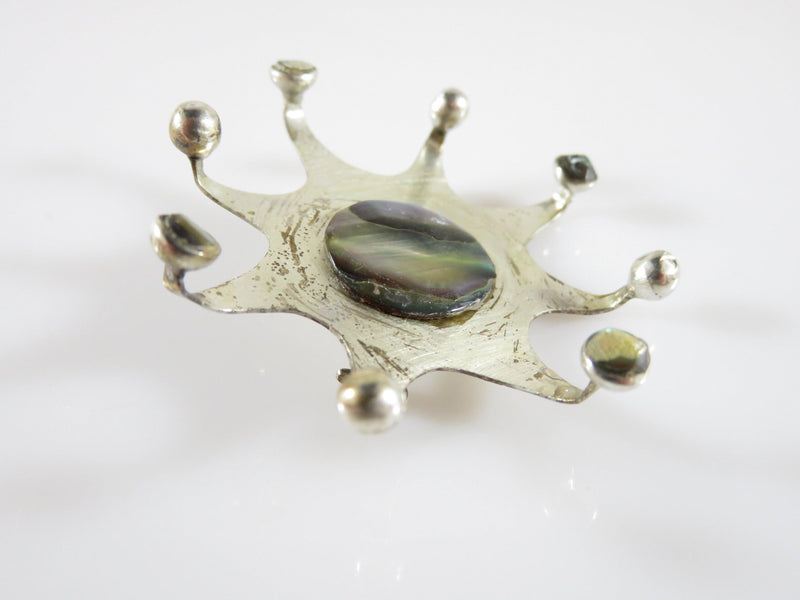Starburst Brooch Sterling Silver with Abalone Accents Taxco Mexico - Just Stuff I Sell