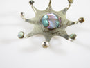 Starburst Brooch Sterling Silver with Abalone Accents Taxco Mexico - Just Stuff I Sell
