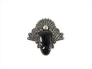Large Vintage Mexico Taxco Black Onyx Sterling Silver Mask Brooch Pin - Just Stuff I Sell