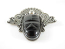 Large Vintage Mexico Taxco Black Onyx Sterling Silver Mask Brooch Pin - Just Stuff I Sell