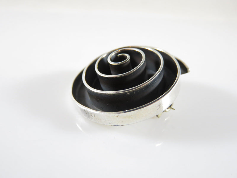 Vintage 3D Sterling Silver Modernist Spiraling Circle Brooch Pendant Old Mexico Silver - Just Stuff I Sell