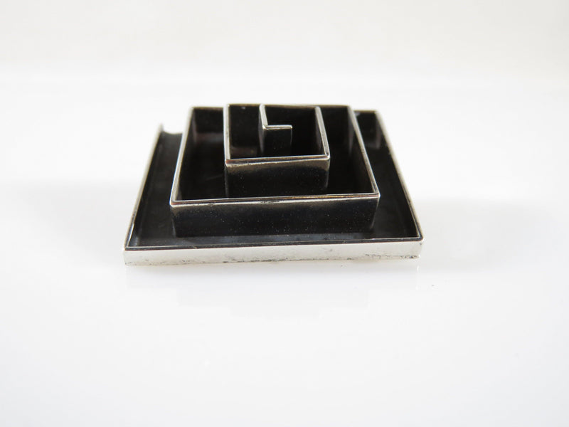 Vintage 3D Sterling Silver Modernist Spiraling Geometric Rectangle Brooch Pendant Old Mexico Silver - Just Stuff I Sell