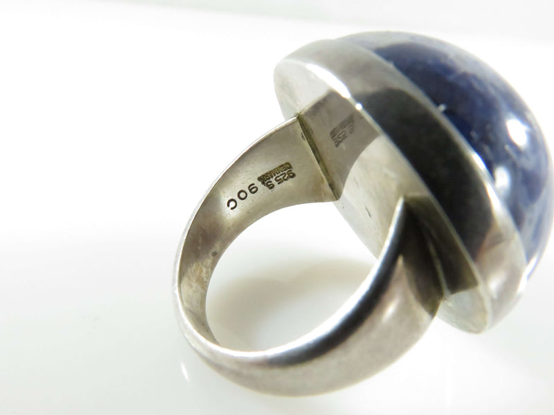 Georg Jensen Denmark Sterling Silver Ring Blue White Stone
