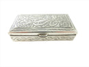 Vintage 900 Silver Egyptian Pill Keepsake Box 2" x 1" x 3/8" — Silver — front view