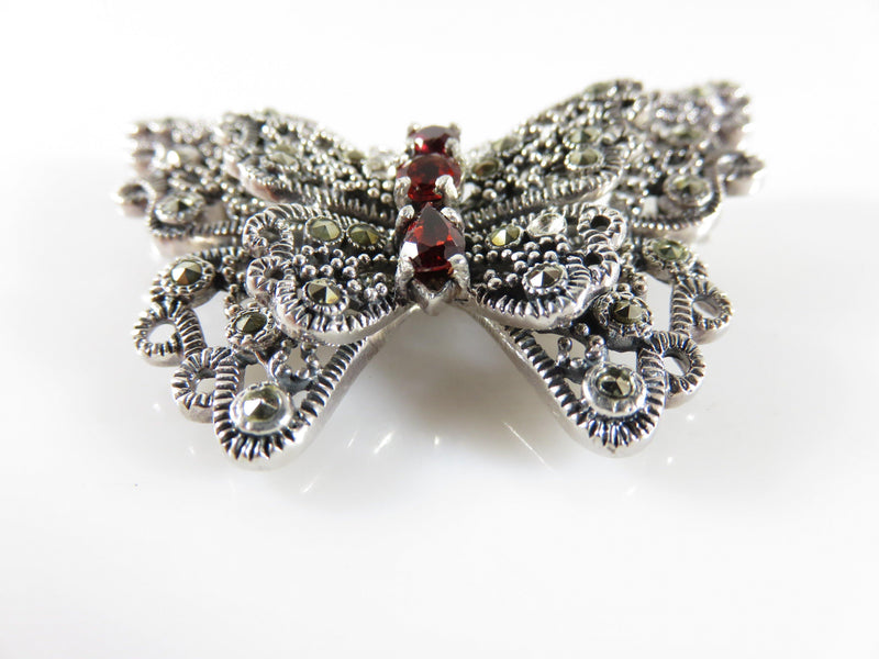 Vintage Butterfly En Tremblant Brooch Pendant Sterling Silver & Marcasite Trembler - Just Stuff I Sell