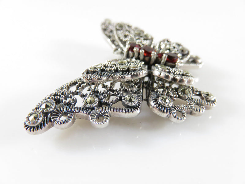 Vintage Butterfly En Tremblant Brooch Pendant Sterling Silver & Marcasite Trembler - Just Stuff I Sell