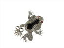 Large Sterling Frog Brooch Pendant Marcasite & Onyx Accented Décor Burgundy Eyes — Jewelry & Watches:Fine Jewelry:Fine Pins &