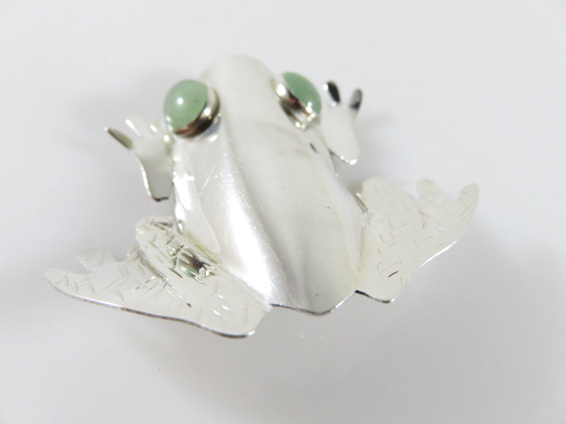 Sterling Silver Southwestern Style Tree Frog Brooch Jade Eyes Great Falls Metal Works - Just Stuff I Sell