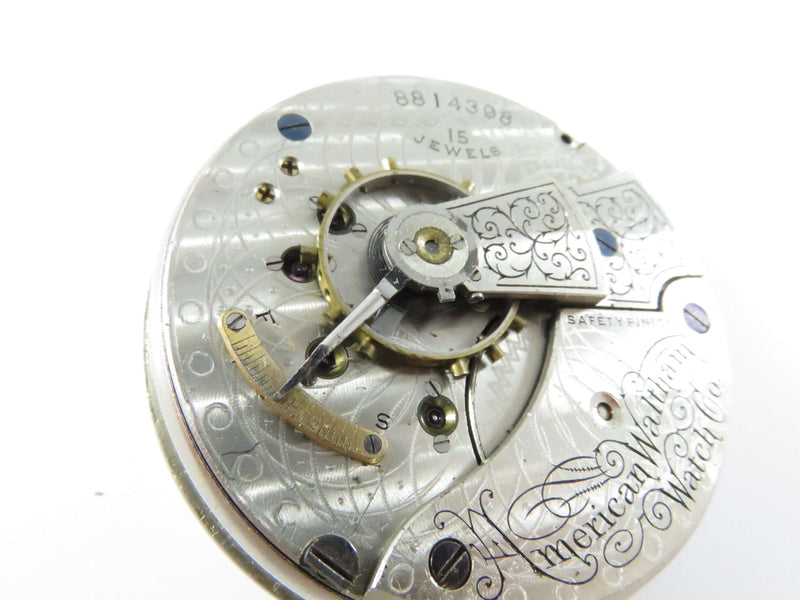 c1898 Running Waltham Pocket Watch Works Model 1883 Grade 820 18s 15 Jewel For Parts
