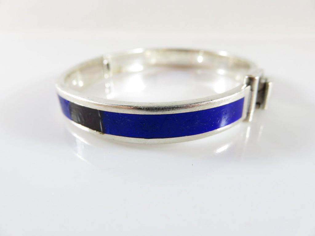 Sterling & Blue Enamel Bracelet 925 Sterling Brev. 356 Made Italy Anto
