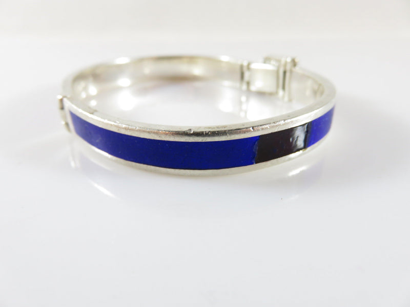 Sterling & Blue Enamel Bracelet 925 Sterling Brev. 356 Made Italy Antonio Fallaci Style - Just Stuff I Sell