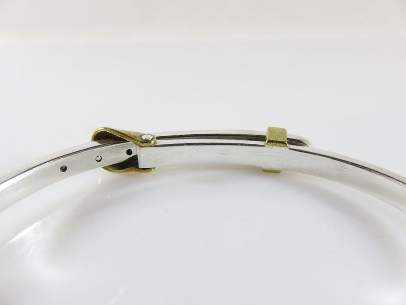 Vintage Sterling Mexico Buckle Bracelet 7" Adjustable Sliding Gold Accents - Just Stuff I Sell