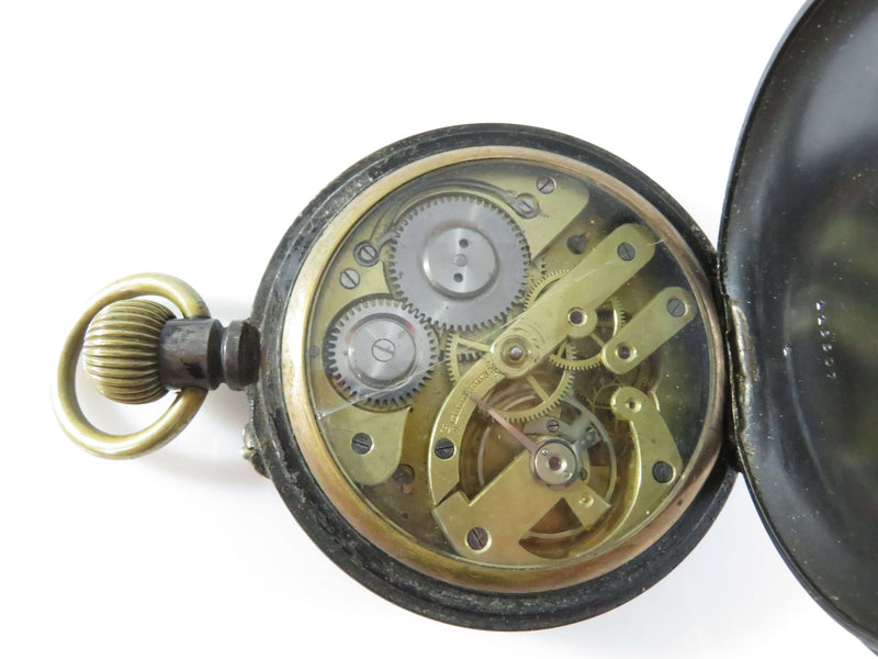 Antique Salesman Sample Acier Garanti Swiss Made Gunmetal Open Faced Pocket Watch