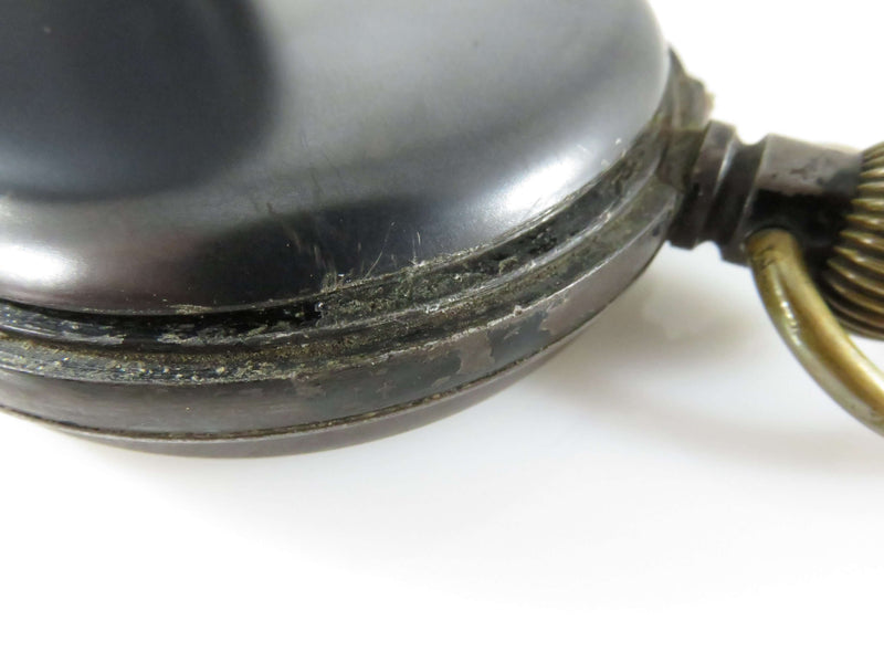 Antique Salesman Sample Acier Garanti Swiss Made Gunmetal Open Faced Pocket Watch