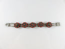 Unique Old Sterling Silver Cabochon Coral Filigree Bezalel Style Bracelet Judaic Yemen - Just Stuff I Sell