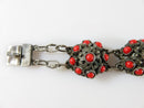 Unique Old Sterling Silver Cabochon Coral Filigree Bezalel Style Bracelet Judaic Yemen - Just Stuff I Sell