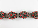 Unique Old Sterling Silver Cabochon Coral Filigree Bezalel Style Bracelet Judaic Yemen - Just Stuff I Sell
