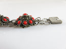 Unique Old Sterling Silver Cabochon Coral Filigree Bezalel Style Bracelet Judaic Yemen - Just Stuff I Sell