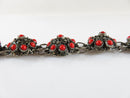 Unique Old Sterling Silver Cabochon Coral Filigree Bezalel Style Bracelet Judaic Yemen - Just Stuff I Sell