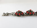 Unique Old Sterling Silver Cabochon Coral Filigree Bezalel Style Bracelet Judaic Yemen - Just Stuff I Sell