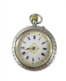 1913/4 Silver Cased Fancy Dial Swiss Ladies Pocket Watch UK Import For Repair