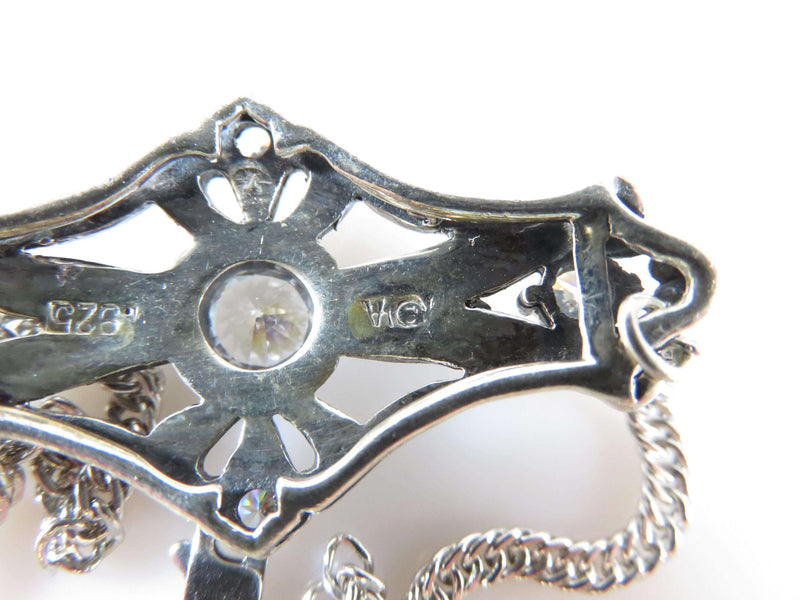 925 HA Sterling Silver Art Deco Style Faux Diamond Bracelet 7 1/2" Long Repurposed - Just Stuff I Sell