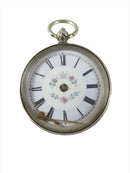 c1910 Fancy Case Fancy Dial Women's Swiss 800 Silver Pocket Watch