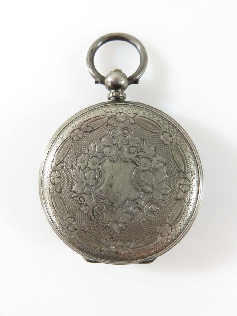 c1880 Swiss Fine Silver Key Wind Pocket Watch Womens Size 0 for Parts