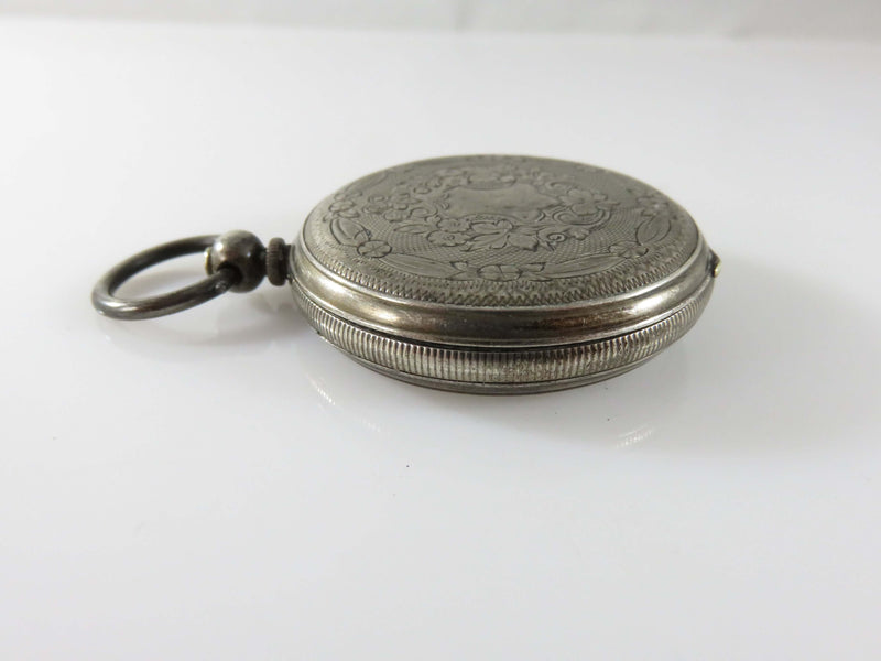 c1880 Swiss Fine Silver Key Wind Pocket Watch Womens Size 0 for Parts
