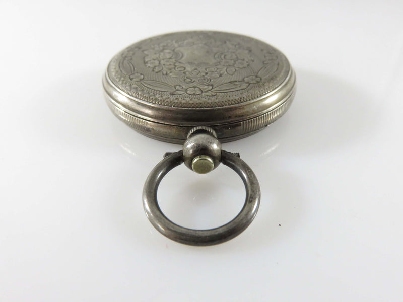 c1880 Swiss Fine Silver Key Wind Pocket Watch Womens Size 0 for Parts