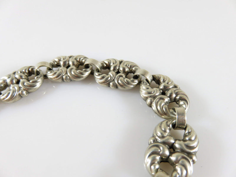 Antique 800 Silver Double Heart Repousse Memorial Hair Locket Bracelet For Restoration - Just Stuff I Sell
