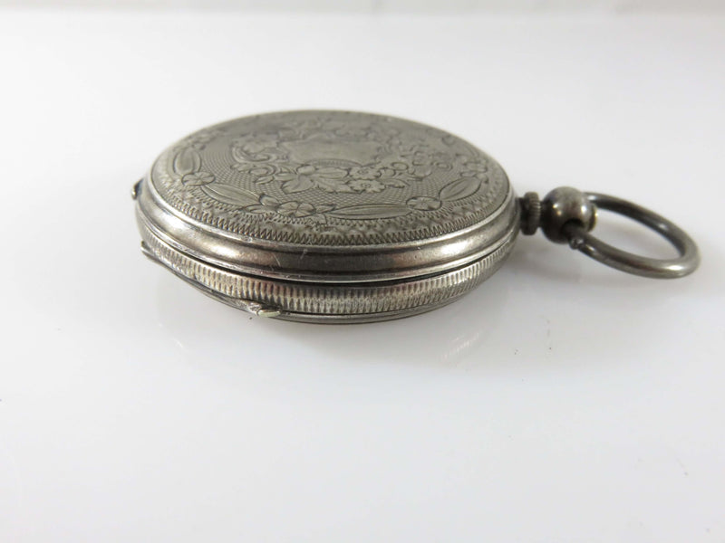 c1880 Swiss Fine Silver Key Wind Pocket Watch Womens Size 0 for Parts