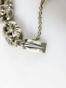 Antique 800 Silver Double Heart Repousse Memorial Hair Locket Bracelet For Restoration - Just Stuff I Sell