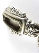 Antique 800 Silver Double Heart Repousse Memorial Hair Locket Bracelet For Restoration - Just Stuff I Sell