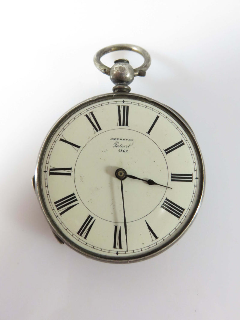 Antique French Silver Key Wind Pocket Watch Improved Patent 1862 Warranted By FC