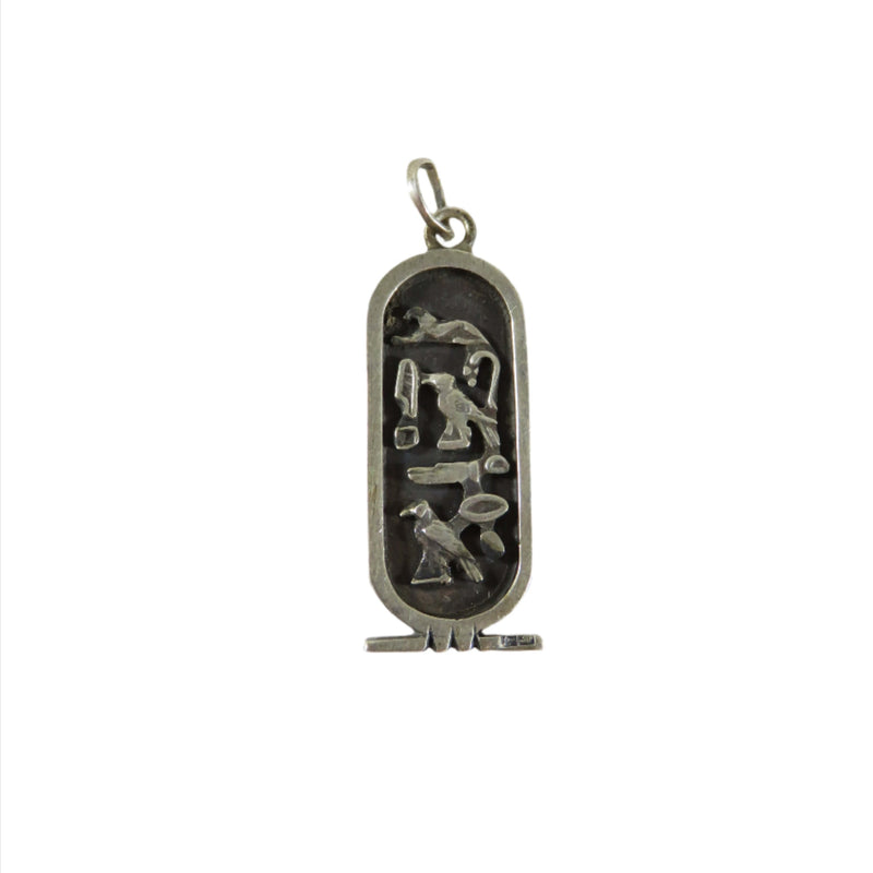 1920 Egyptian Sterling Silver Art Deco King Tut Cartouche Pendant