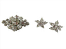 c1950's Rhinestone Brooch & Earrings Prom Jewelry Ice Brooch and Earrings — Brooches • Diamond — front view