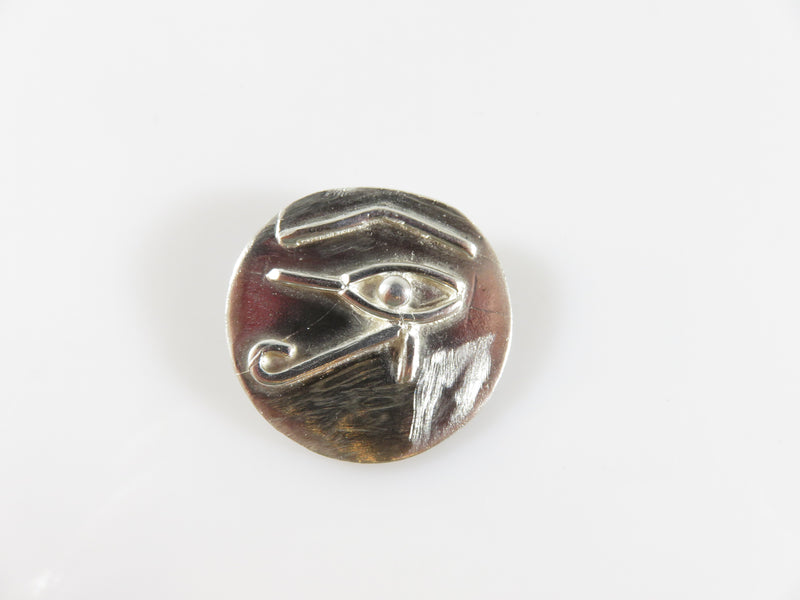 Vintage Sterling Silver Egyptian Eye of Horus Coin Style Pendant Artisan Piece
